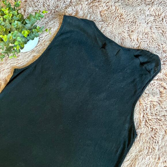 NWT Current/Elliot Black The Tied Up Muscle Linen Blend Tank Top Size 0 FLAW - Picture 9 of 14